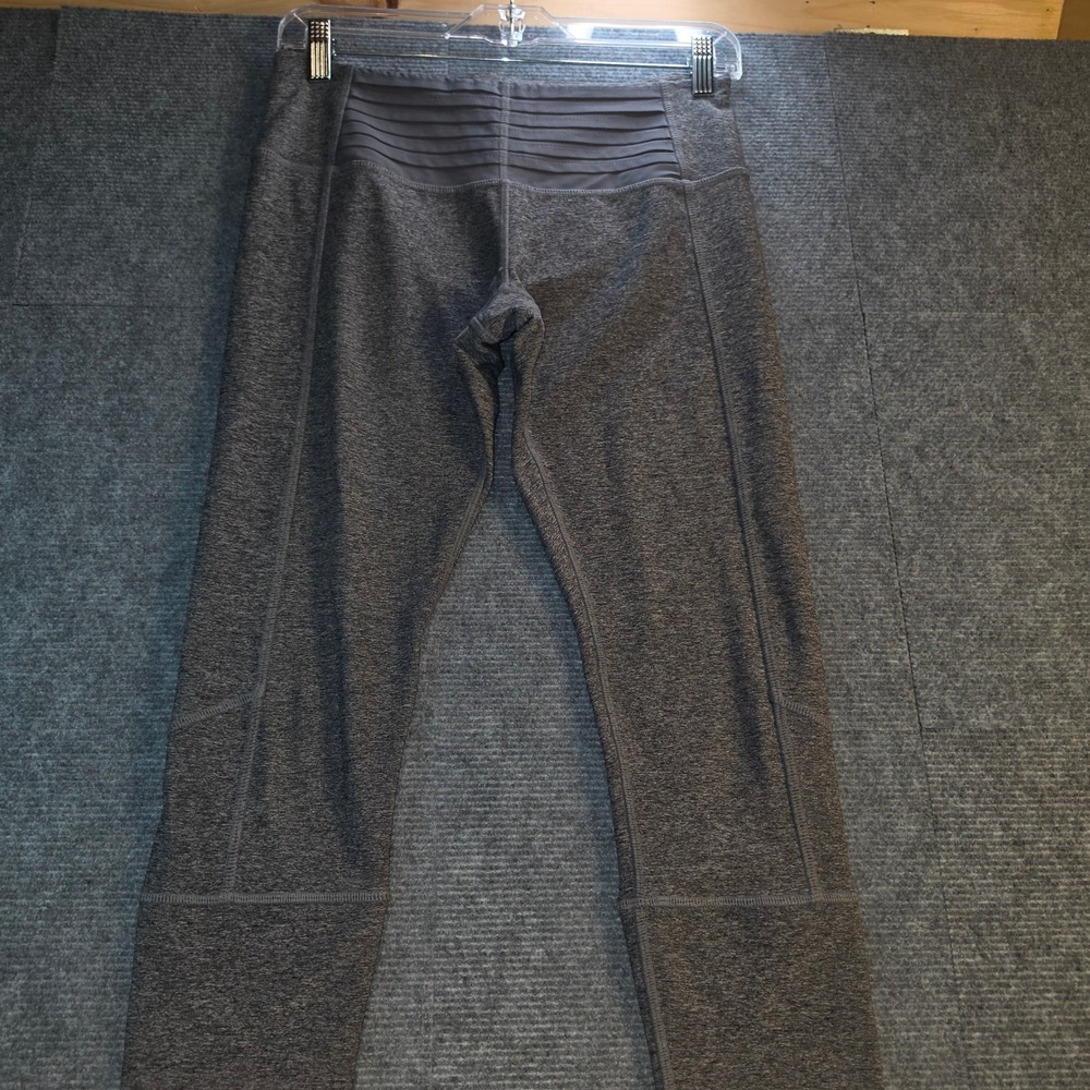 MPG Sport Leggings Womens Small Gray Good Pleated Mesh Back Zip Activewear